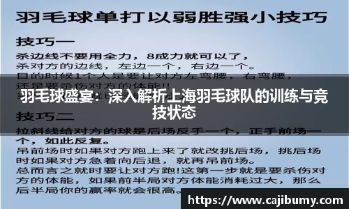 羽毛球盛宴：深入解析上海羽毛球队的训练与竞技状态