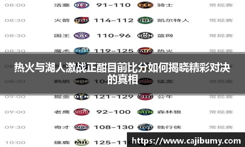 热火与湖人激战正酣目前比分如何揭晓精彩对决的真相