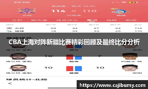 CBA上海对阵新疆比赛精彩回顾及最终比分分析