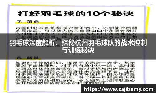 羽毛球深度解析：探秘杭州羽毛球队的战术控制与训练秘诀