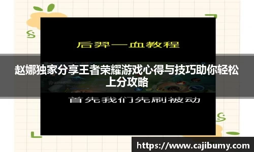赵娜独家分享王者荣耀游戏心得与技巧助你轻松上分攻略